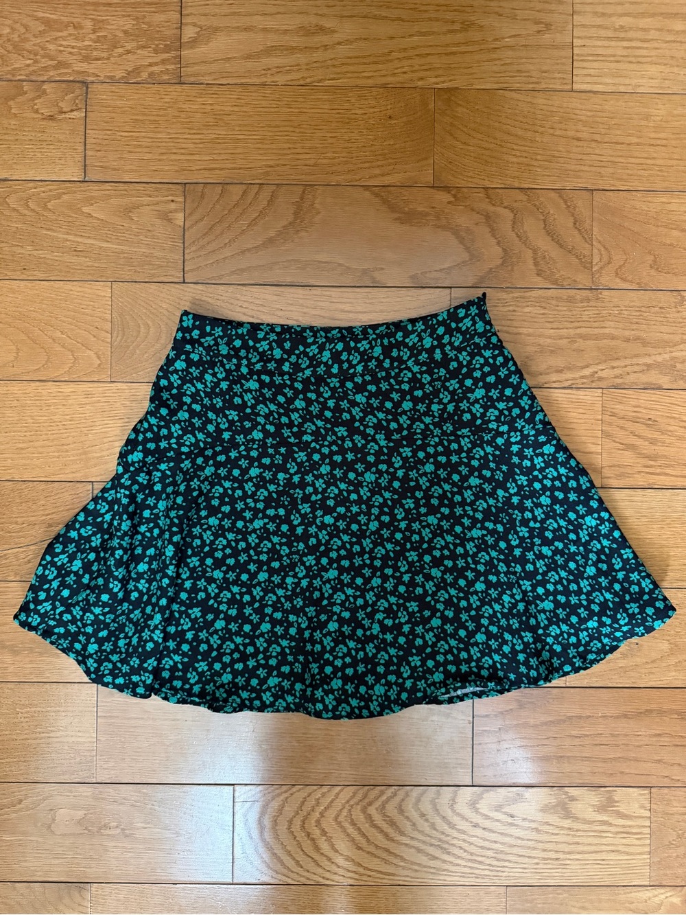Zara Black Skater Skirt with Floral Pattern